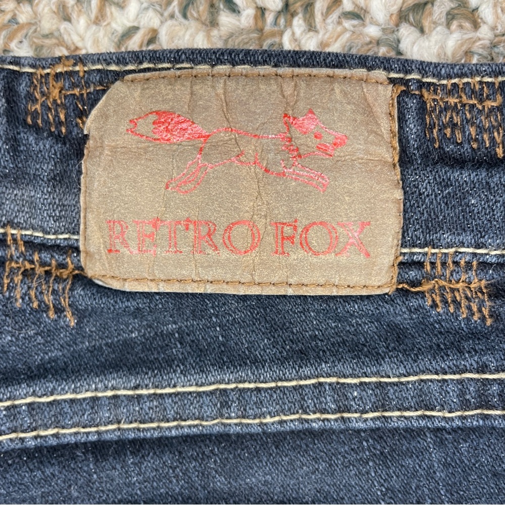 Vintage Retro Fox Low Rise Boot Cut Jeans - Dark Wash Blue - Picture 6 of 16
